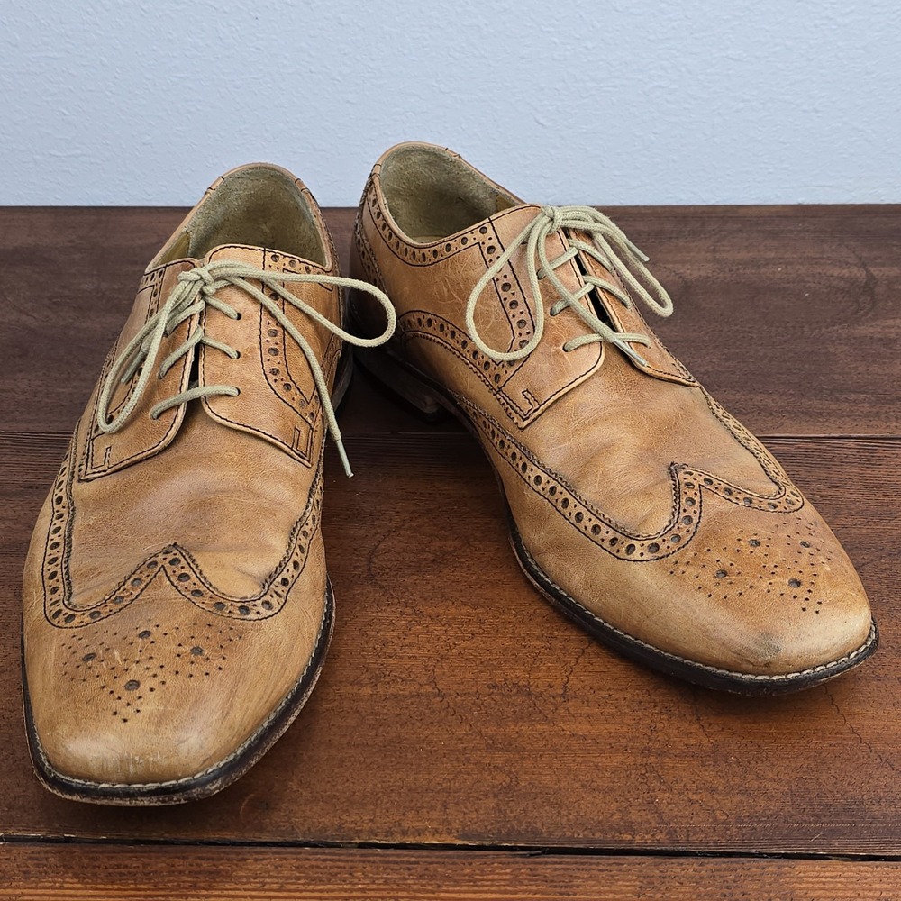 Cole Haan Brown Leather Wingtip Shoes Air Giraldo Vibram C09303 Mens Size 12 M